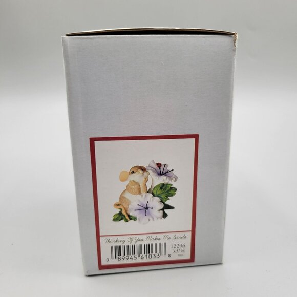 Charming Tails Figurine Thinking of You Makes Me Smile Mouse Flowers Love - Picture 9 of 9